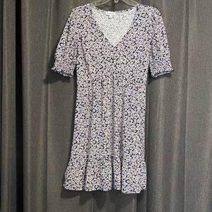 Luxology Navy and White Floral Midi Dress